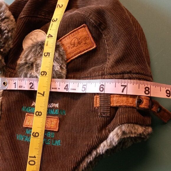 Corduroy Faux Fur Winter Aviator Hat Countrycore Grandpacore Vintage Style - Picture 4 of 7